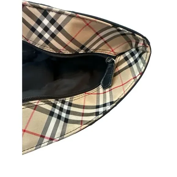 Burberrys Nova Check Blue Label Tote Bag Nylon Navy Blue - Picture 6 of 12